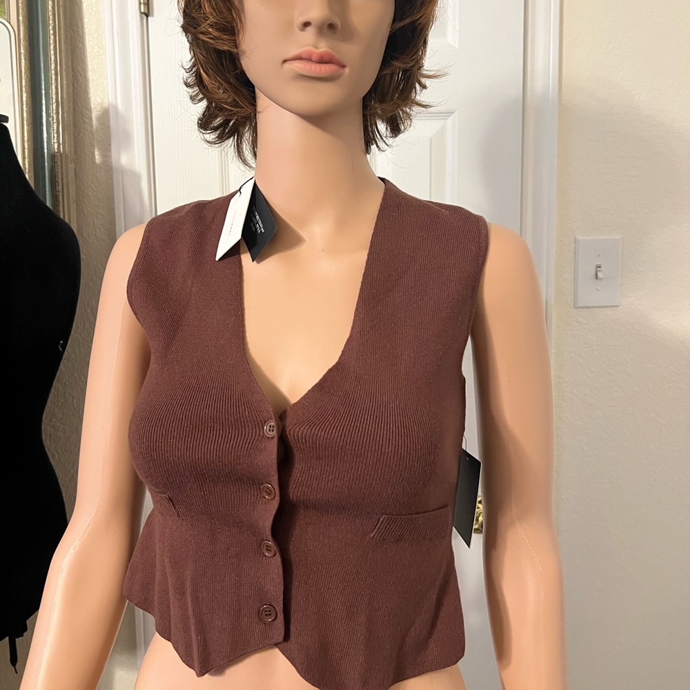 Brown Button-Up Vest
